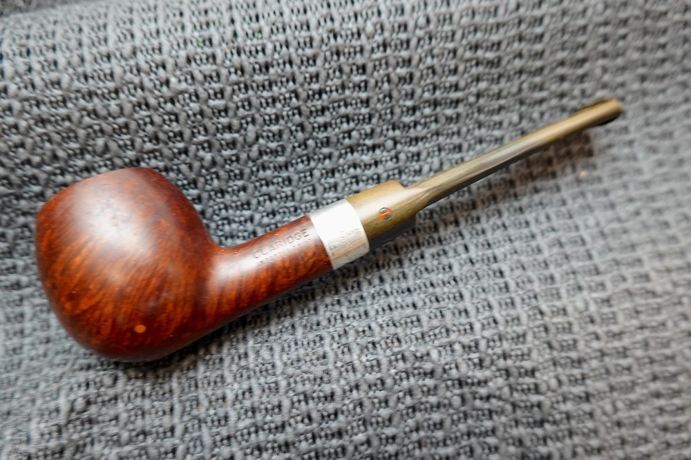 VTG. STERLING SILVER COLLARED ESTATE SMOKING PIPE : CLARRIDGE, IMPORTED BRIAR