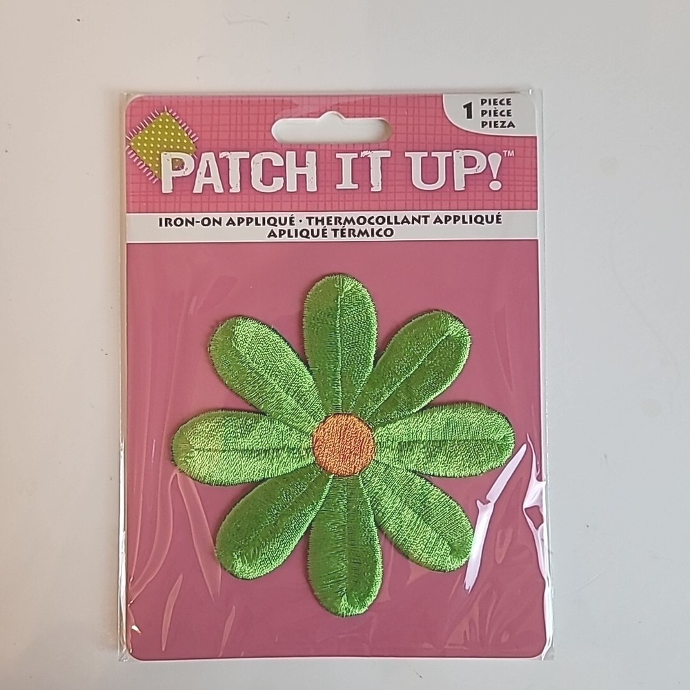Patch it Up Flowers Iron On Applique Lime New