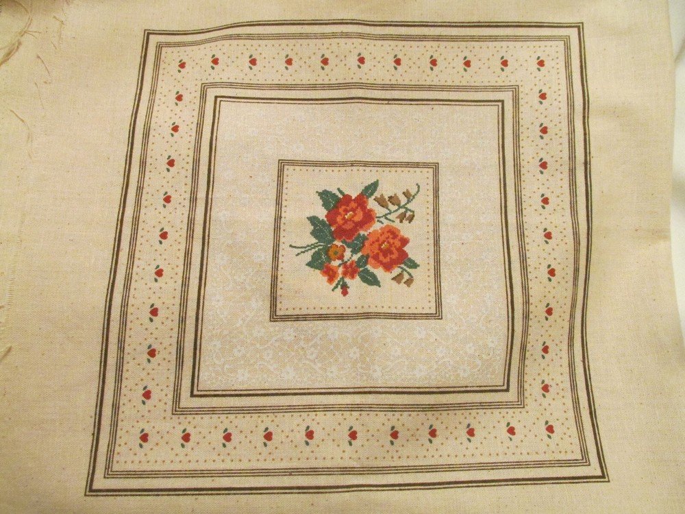 Vintage PETIT POINT PILLOW Fabric Panel VIP Cranston (2)