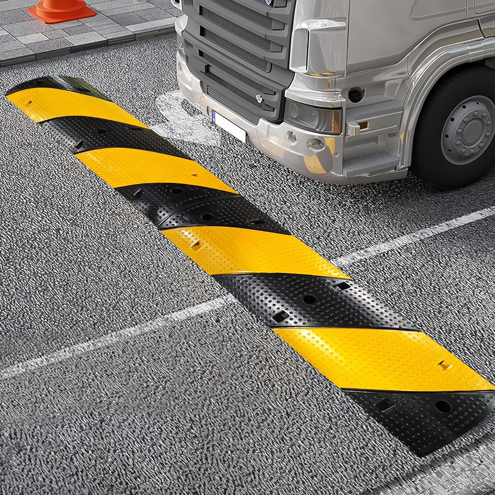 Durable Rubber Speed Bumps 2-Pack - 25K Lb Traffic Control Solution