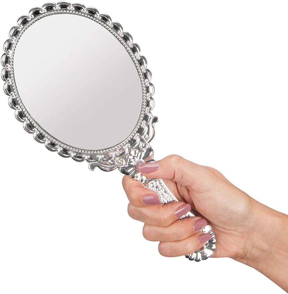 Vintage Handheld Mirror Small Hand Held Mirror with Handle Vanity Silver