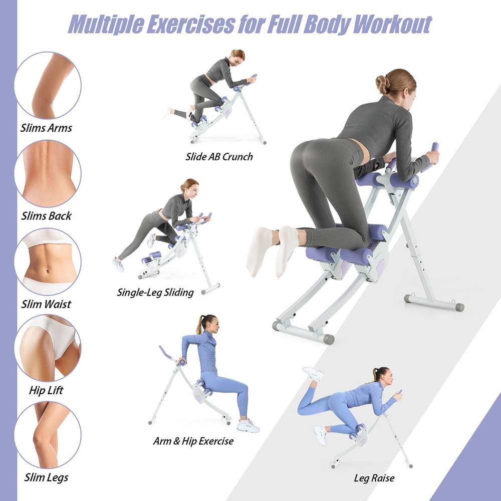 Ab Machine Foldable Core & Abdominal Workout Trainer Cruncher Adjustable Heights