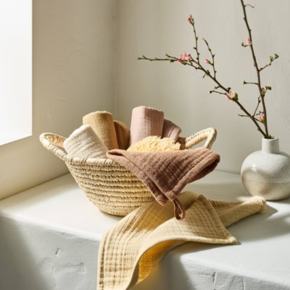 5pk Organic Gauze Washcloth Set Warm