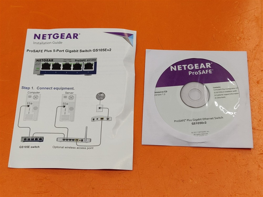 ⭐️⭐️⭐️⭐️⭐️ Netgear ProSafe Plus GS105Ev2 Resource CD Disc & Guide