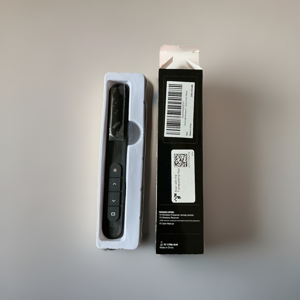 Wireless Presenter Pointer Remote Control Plug & Play Black for Presentations