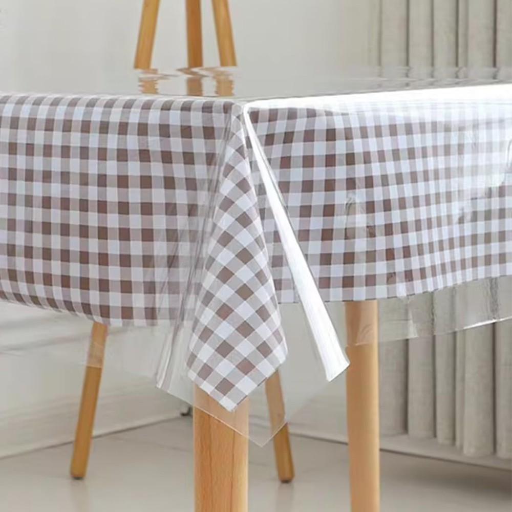Square Table Cover 54x54, Clear Plastic Protector, Waterproof Vinyl, Durable
