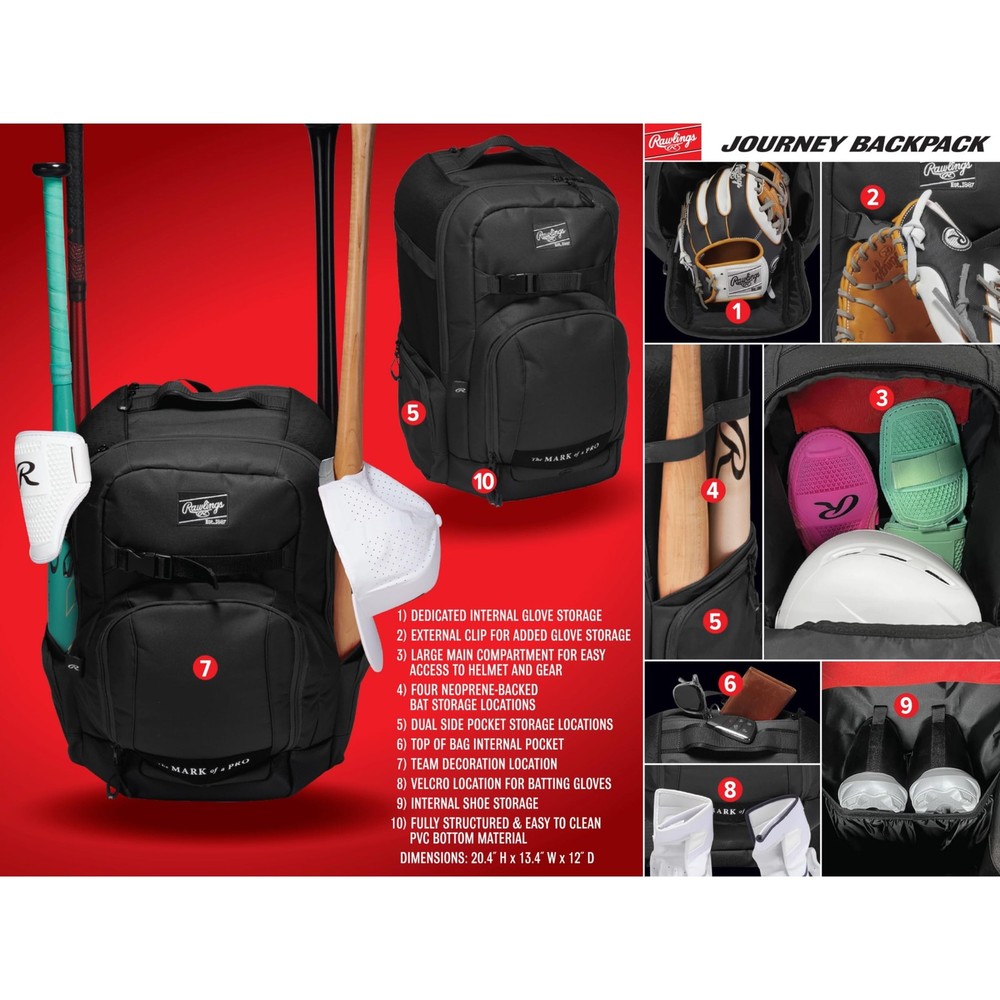 | THE JOURNEY Player's Backpack | Baseball/Softball | Black