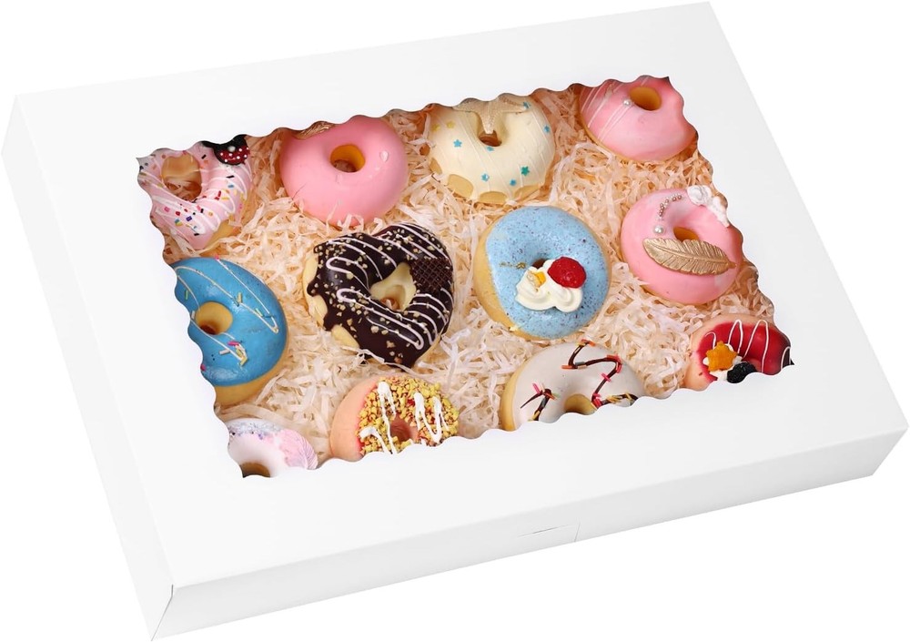 Cookie Boxes, 16x11x2.5 Inches Auto-up Bakery Boxes with