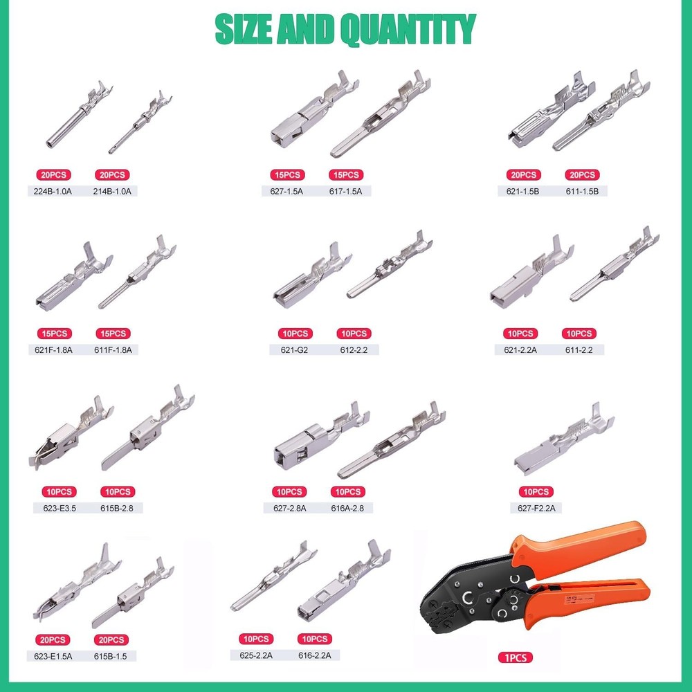 Car Wire Terminal Pin Connector Kit with Pliers for Electrical Work
