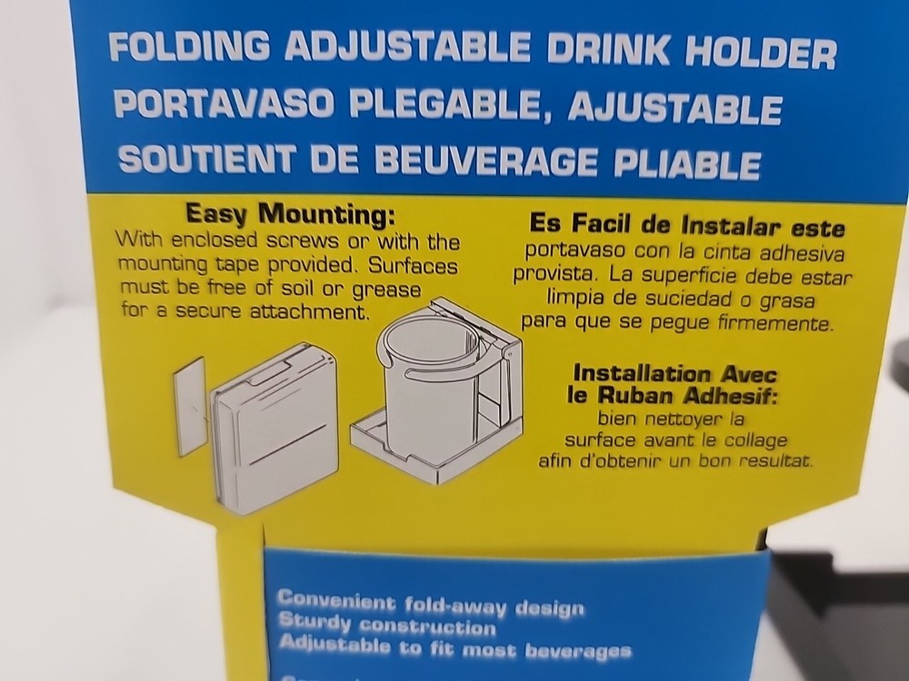 Black Plastic Folding Drink Holder with Adjustable Arms for Boats