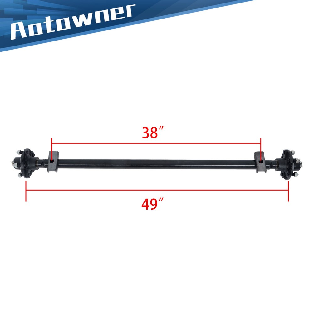 2000 lbs Trailer Axle 5 Lug-4.5" 49" Hub Face 38" Spring Center w/ U Bolt Kits
