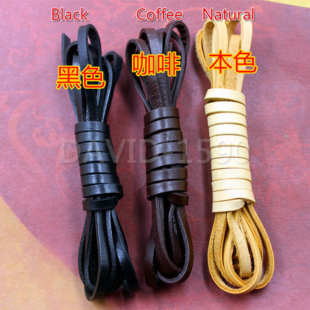 Flat Cow Real Leather Finding Cord String Lace Rope Natural / Black / Coffee