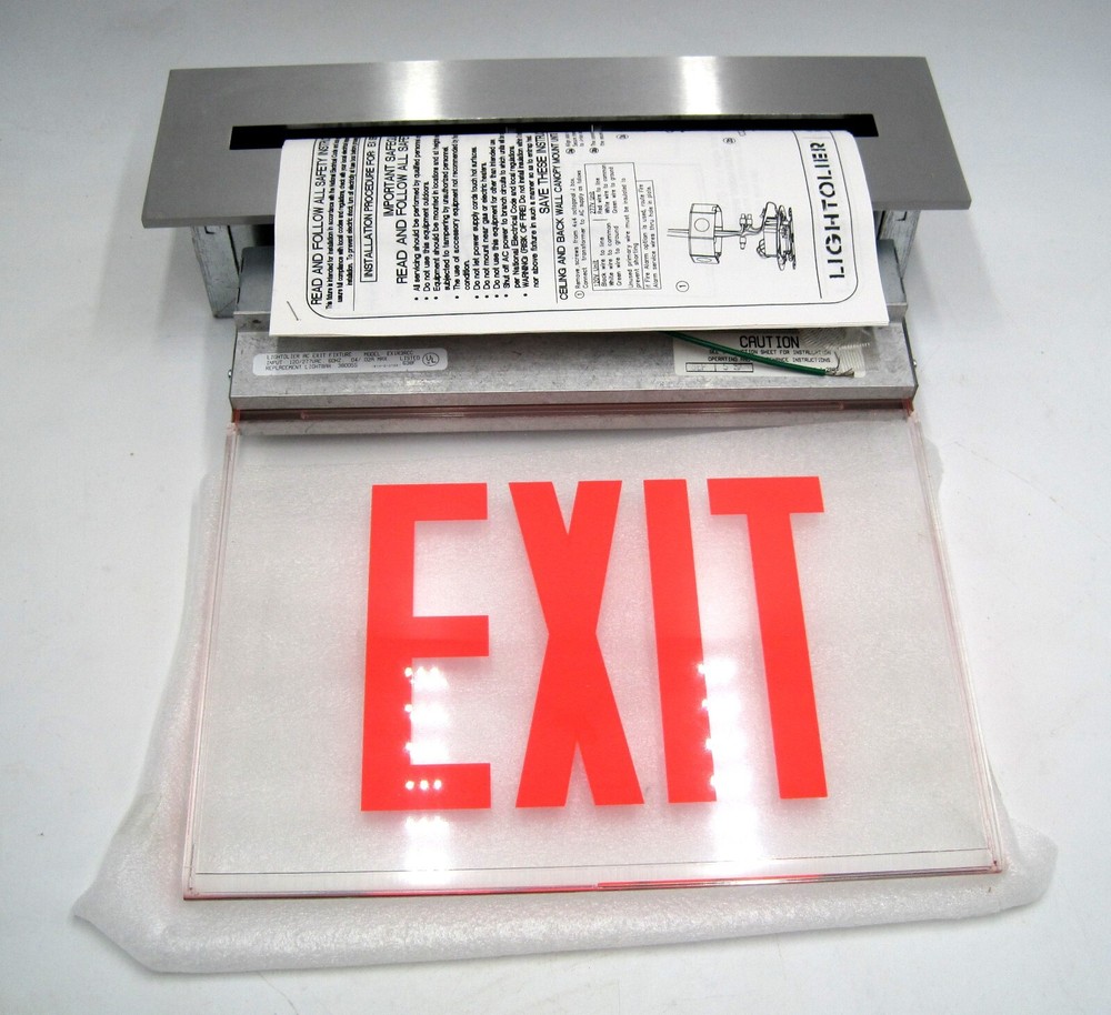 Lightolier LED Edge-Lite Exit Sign 1 Sided Red Brushed Aluminum EX1R3RCC NEW!