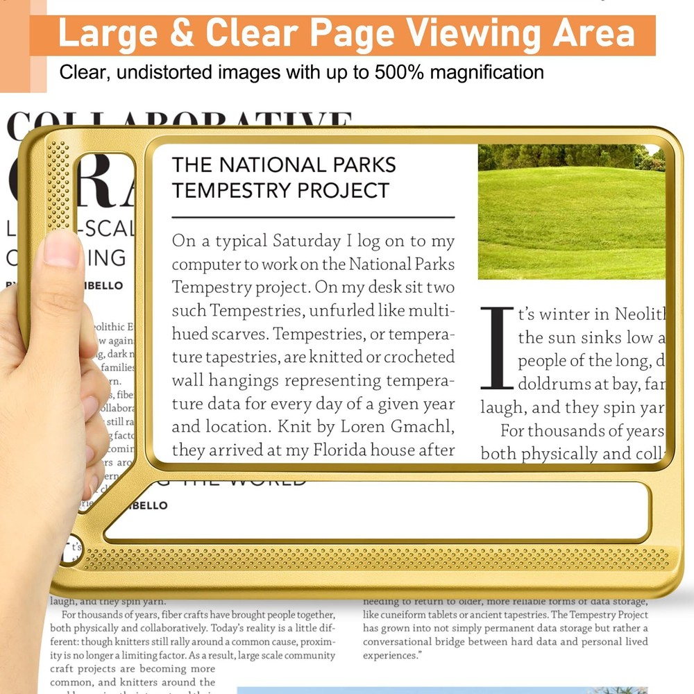 5X Full Page Magnifying Glass for Reading Large Handheld Book Page Viewing