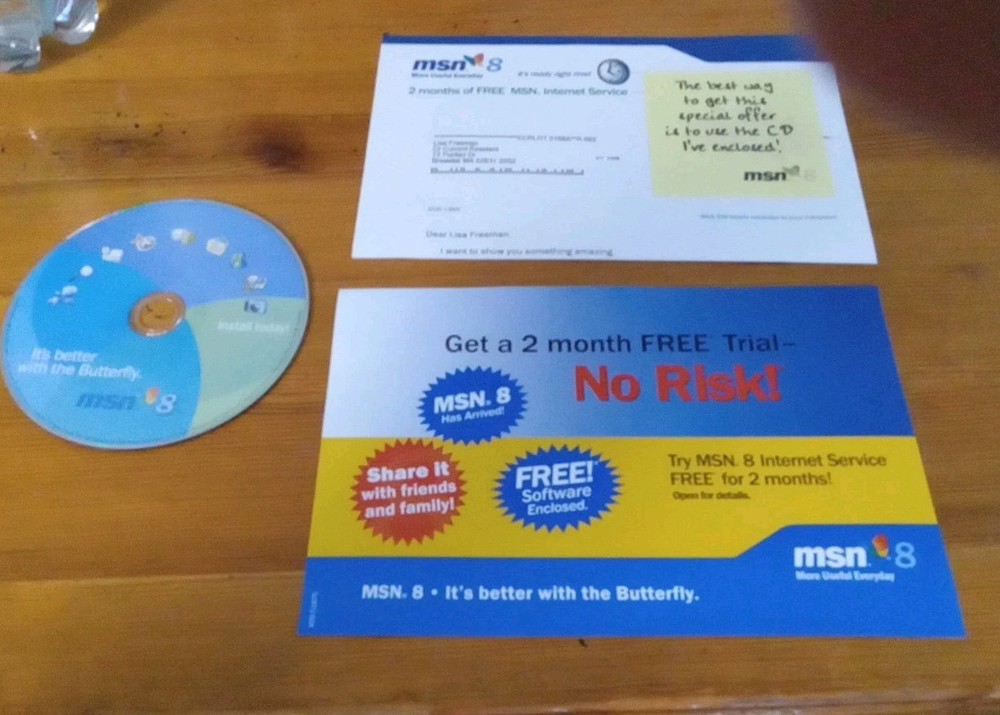 "Butterfly" Microsoft Network MSN8 Collectible / Install Disc, Vintage ISP CD!