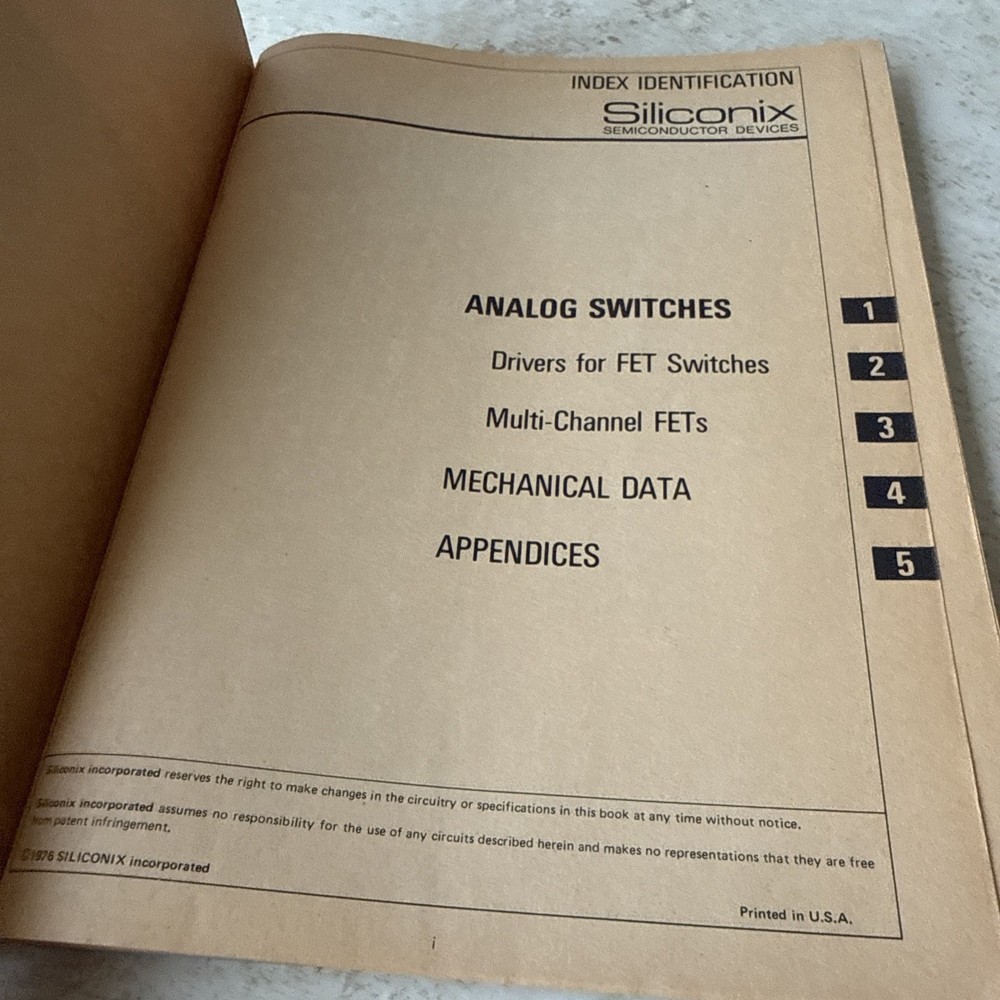 Siliconix Analog Switch Data Book 1976