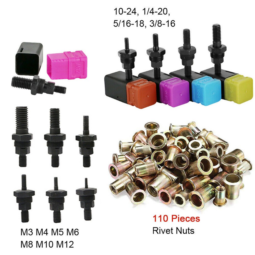 16" Rivet Gun Kit Rivnut Thread Setting Tool Nut Setter NutSert+120/900/1450 Nut