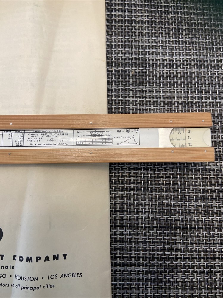 Vintage Frederick Post Slide Rule 1447 , With Manuel