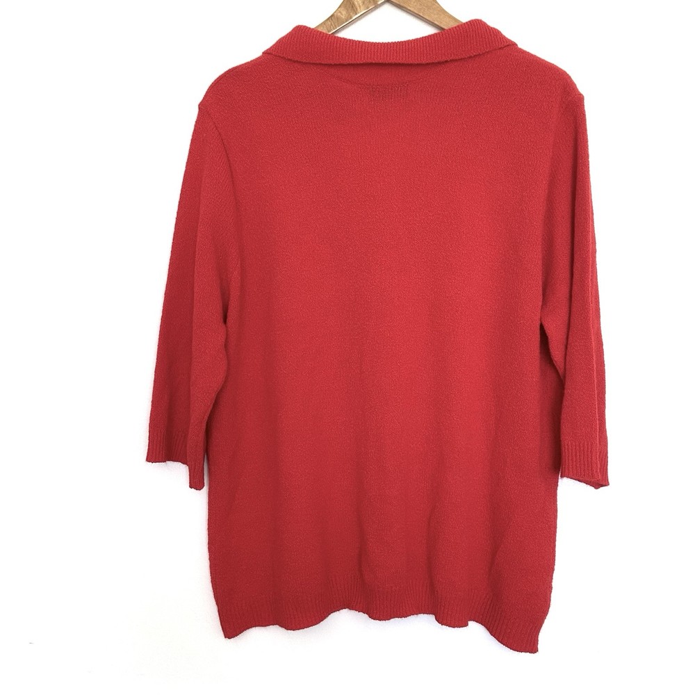 White Stag Plus Sweater Women’s 3X Red Acrylic Lightweight Collared Solid Top