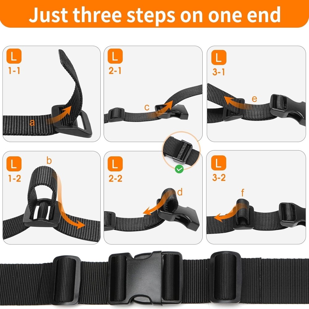 Durable 2" Strap and Buckle Set - 6 Heavy-Duty Plastic Clips & Webbing