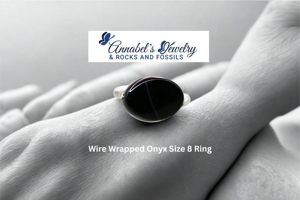 Wire Wrapped Onyx Size 8 Ring