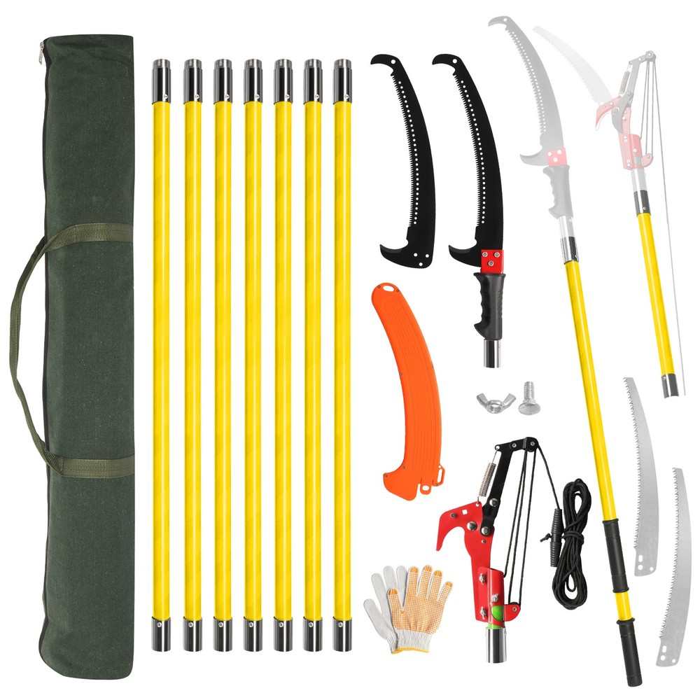 30FT Manual Pole Saw Tree Trimmers Long Handle Pruner with bag