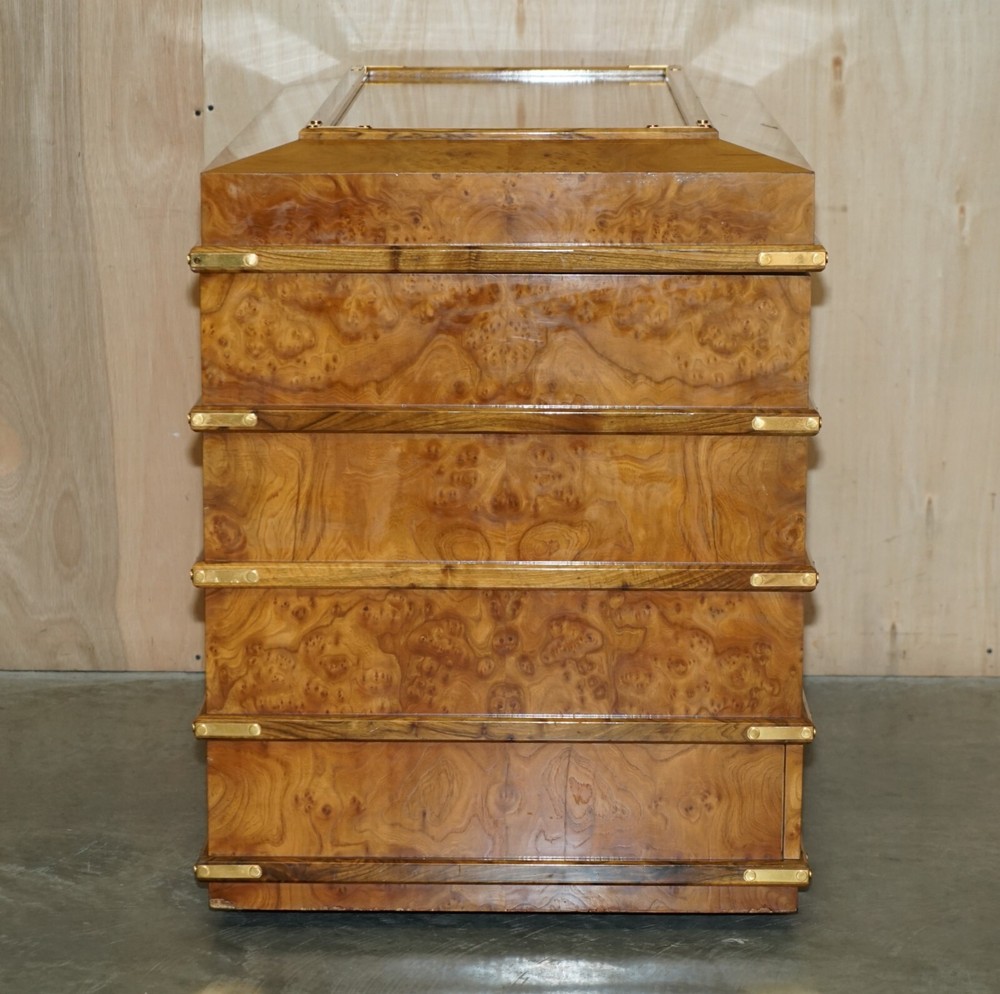 EXTRA LARGE BURR WALNUT SOLID CHEST TRUNK WITH HIDDEN BOTTOM STORAGE MUST SEE