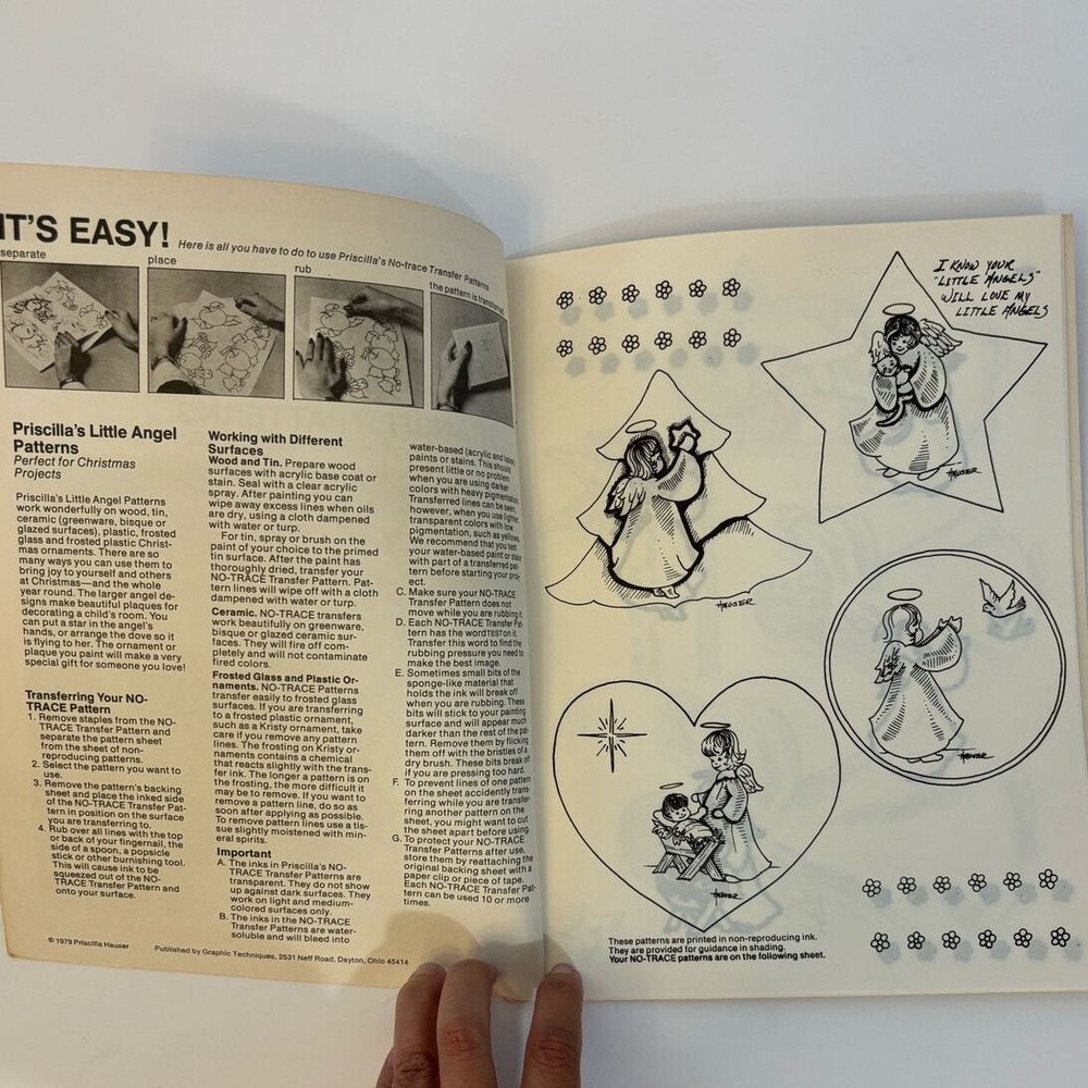 Vintage Priscilla's No-Trace Transfer Patterns Little Angels 1979