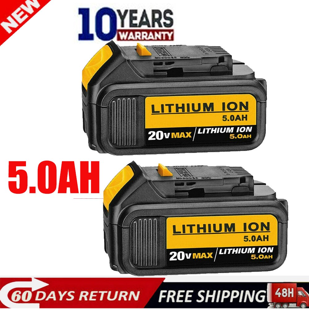 2Pack For DeWalt 20V 20 Volt Max XR 5.0AH Lithium Ion Battery DCB206-2