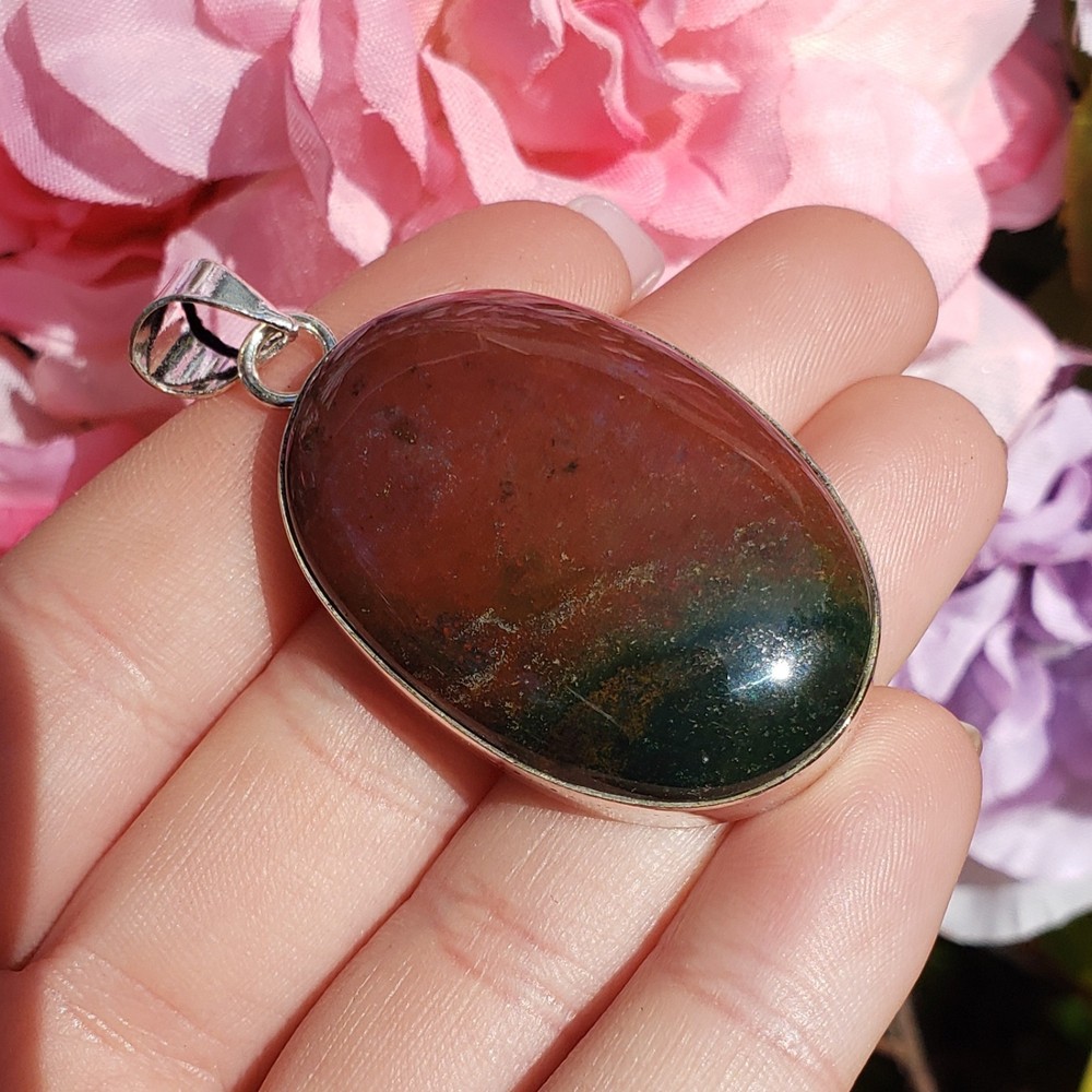 Fancy Rainbow Jasper natural crystal healing gemstone pendant with bail loop