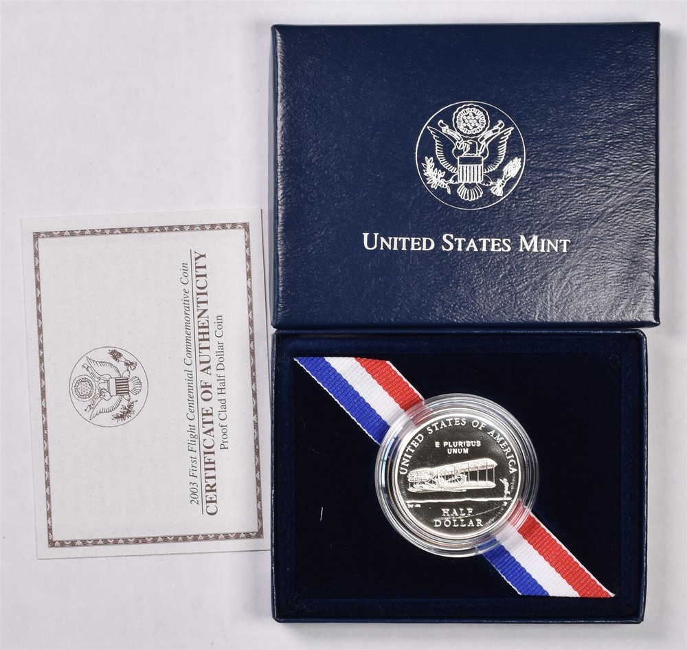 2003 First Flight Clad Commemorative Half Dollar - Proof With Box & COA