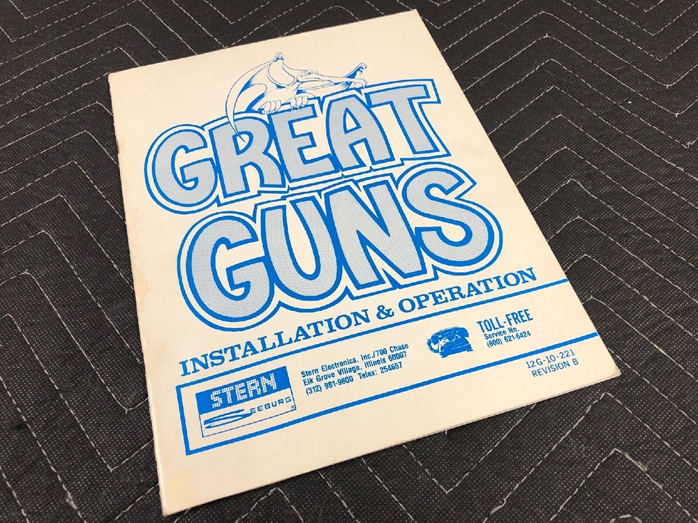 Stern Great Guns Arcade Machine Installation & Operation Manual FREE SHIP