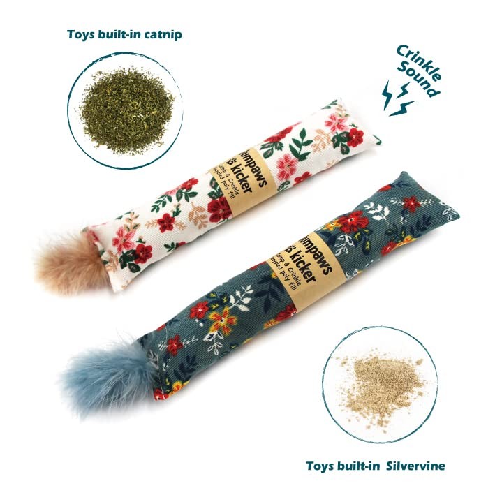 Jumpaws 2 Pack Natural Interactive Catnip & Silvervine Cat Kicker with...