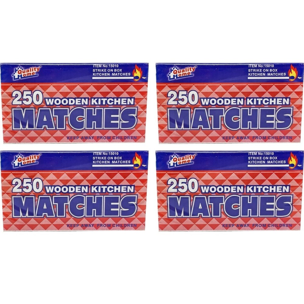 4 Pack Large Matches 1000 Count Strike On Box Bulk Kitchen/Camping/Fire/Candle