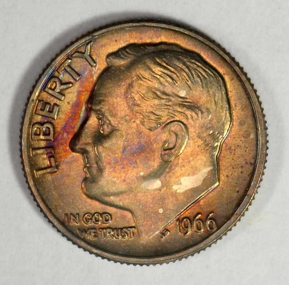 1966 SMS 10C Roosevelt Dime Questionable Toning