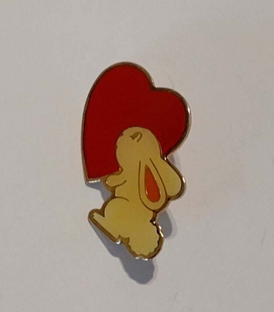 Bunny Rabbit Red Heart 1979 Lapel Pin