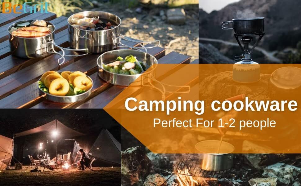 Backpacking camping cookware mini picnic camping pots and pans set