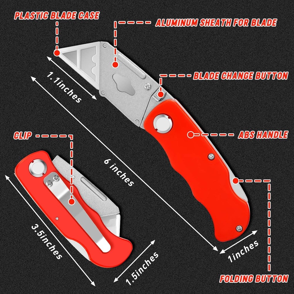 Folding Utility Knife with Extra Blades Box Cutters