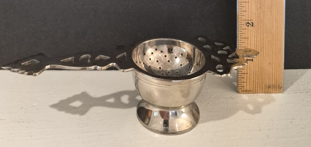 Vintage Silverplate Tea Strainer Ornate Handle Loose Leaf Tea Infuser