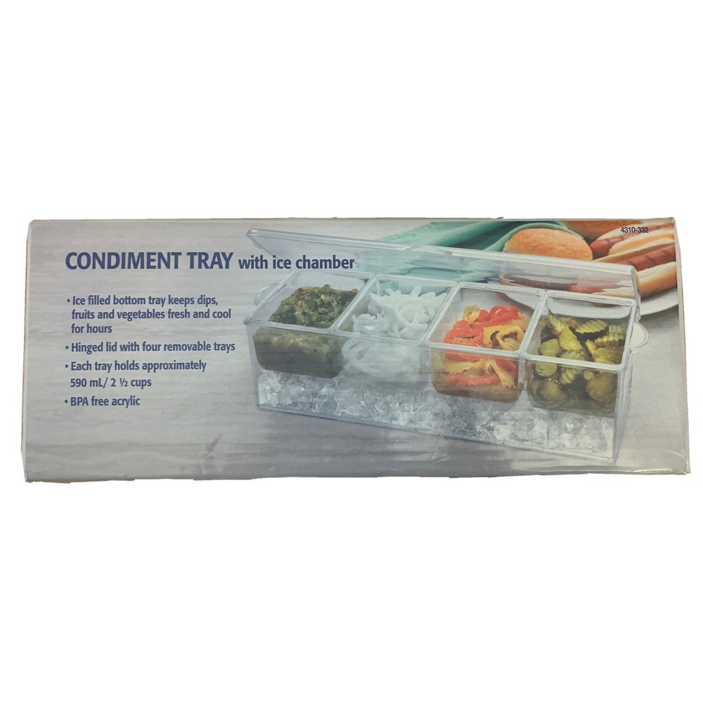 Perlli Chilled Condiment Tray With Ice Chamber 4 Containers