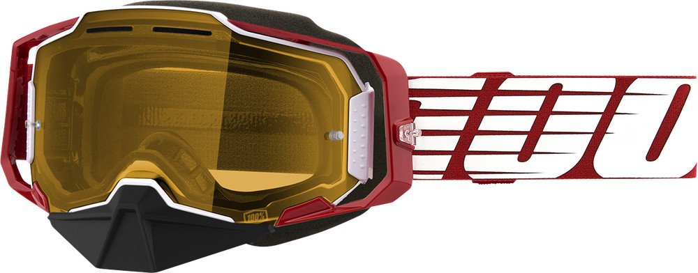 100% Armega Snow Goggles - Oversized Red - Yellow