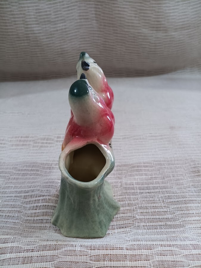 Vintage Parakeet Pair Parrot Planter Excellent