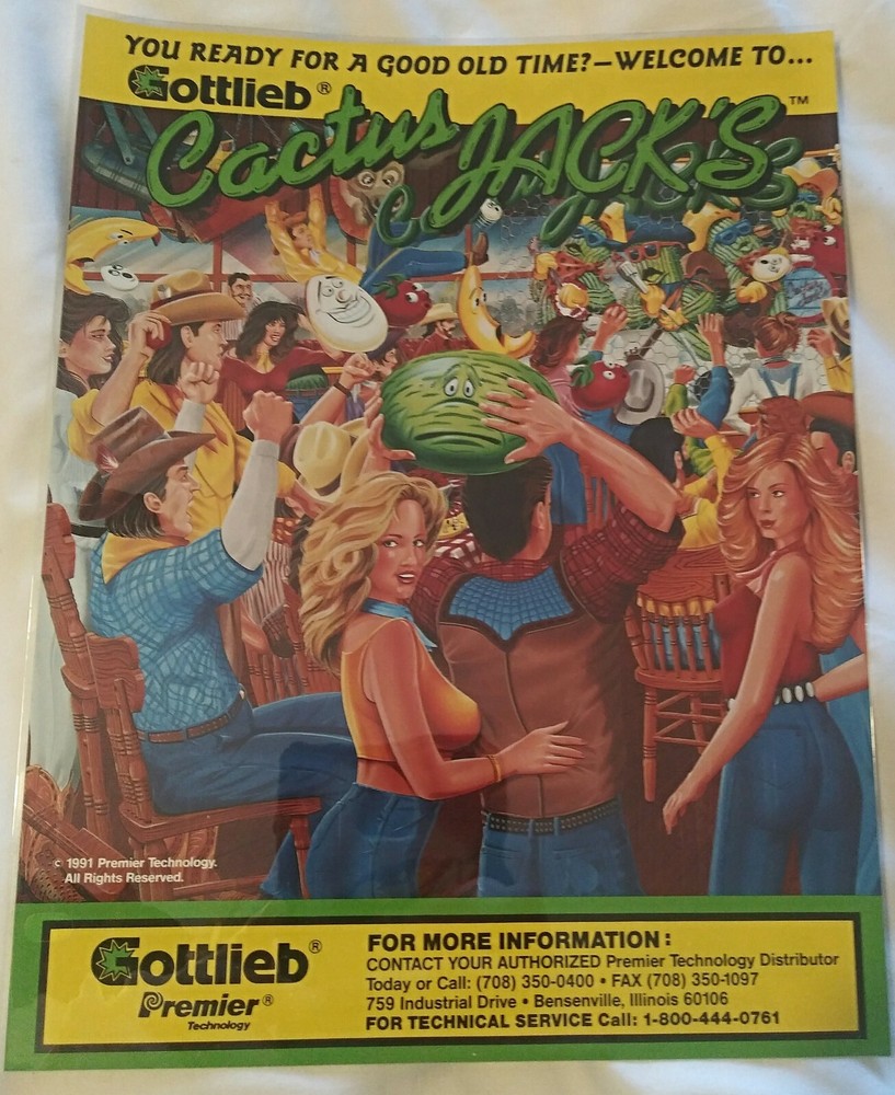 Gottlieb Cactus Jacks Original Pinball Flyer NOS Nice!