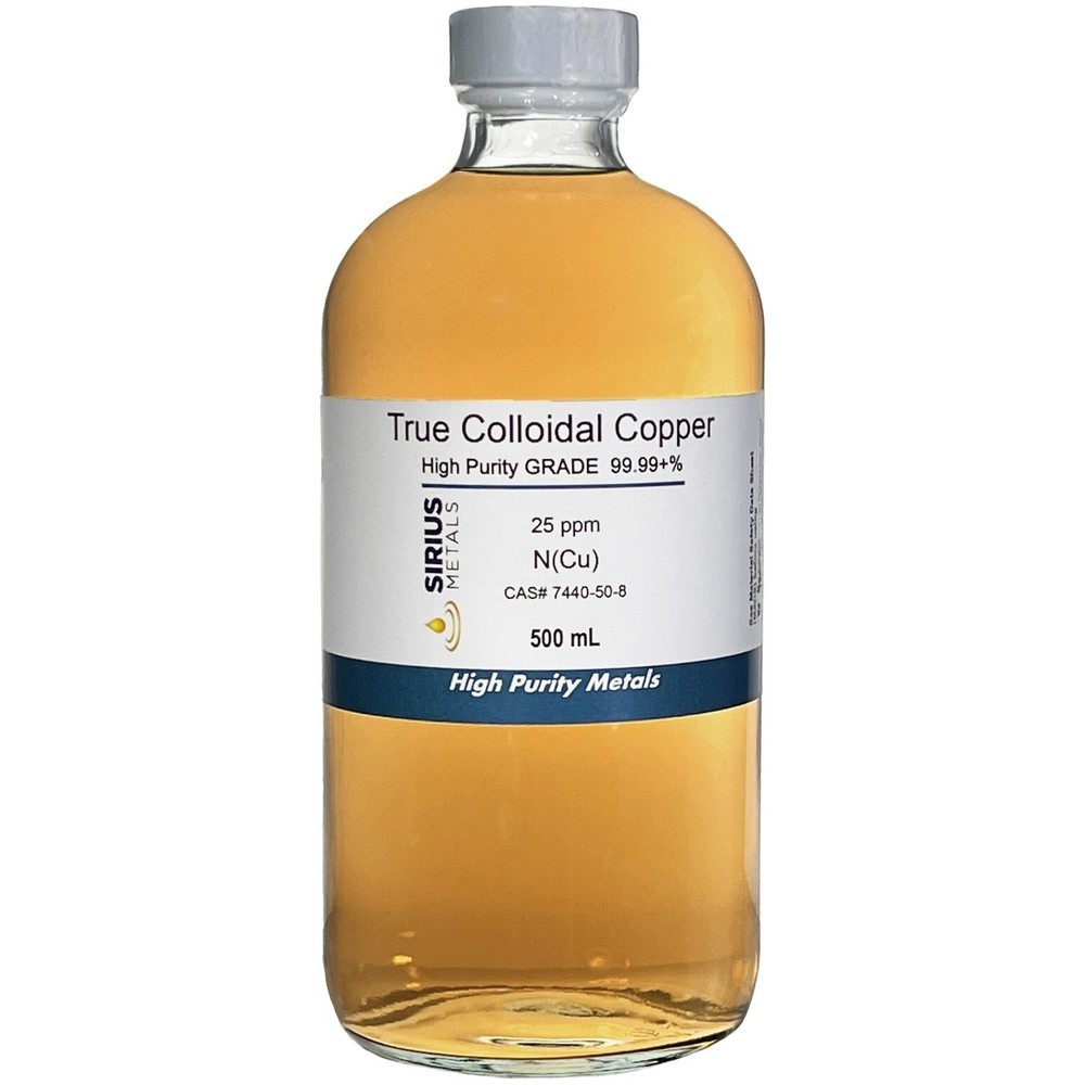 True Colloidal Copper NanoParticles (CuNPs): 25 ppm - 500 mL in Glass