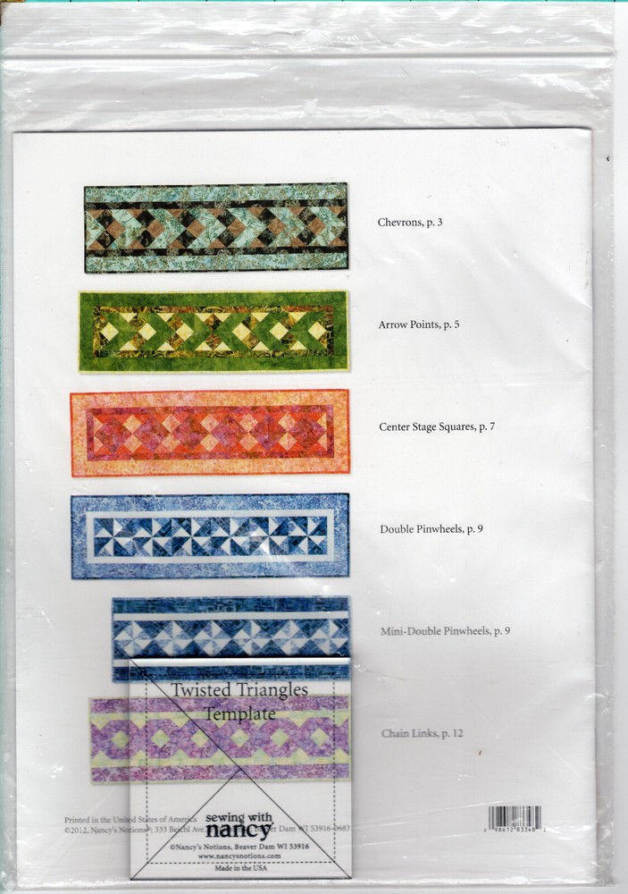 Twisted Triangles Template Sewing with Nancy NZTTT 6 Table Runner Instructions