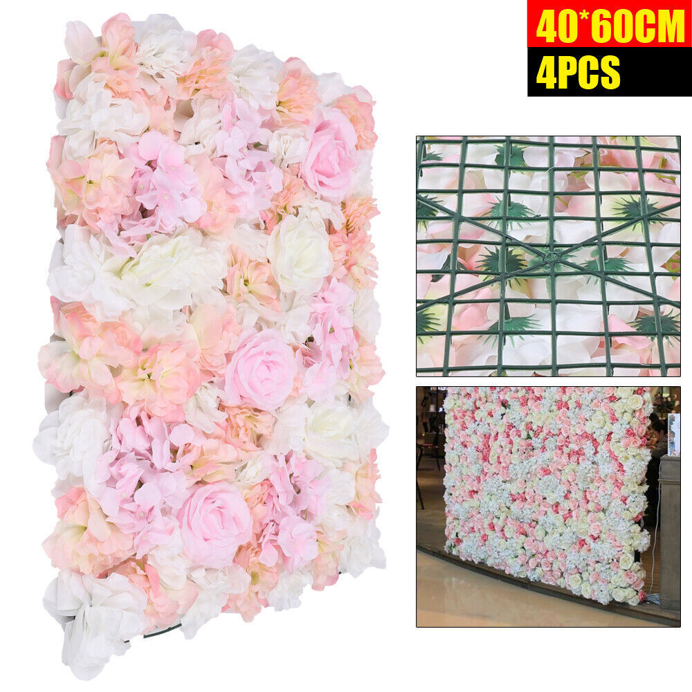 Artificial Rose Silk Flower Wall Panel Wedding Party Backdrop Decor 60cmX40cm