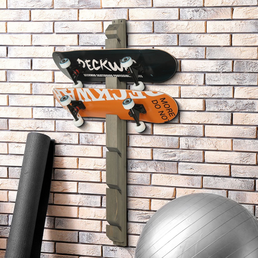 Wall Mounted Skateboard Storage Rack, Longboard Display Organizer Holds 6 Boards