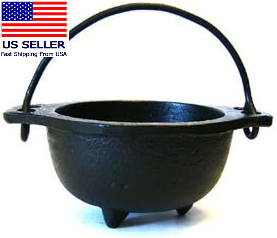 Cast Iron Cauldron W/Handle, Ideal for Smudging, Incense Burning, Ritual Purpose