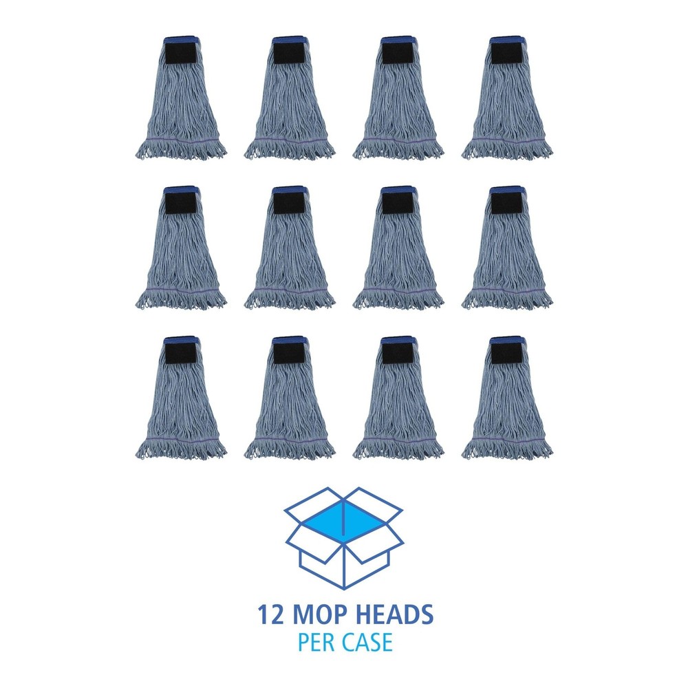 Mop Head, Loop-End, Cotton with Scrub Pad, Large, 12/Carton