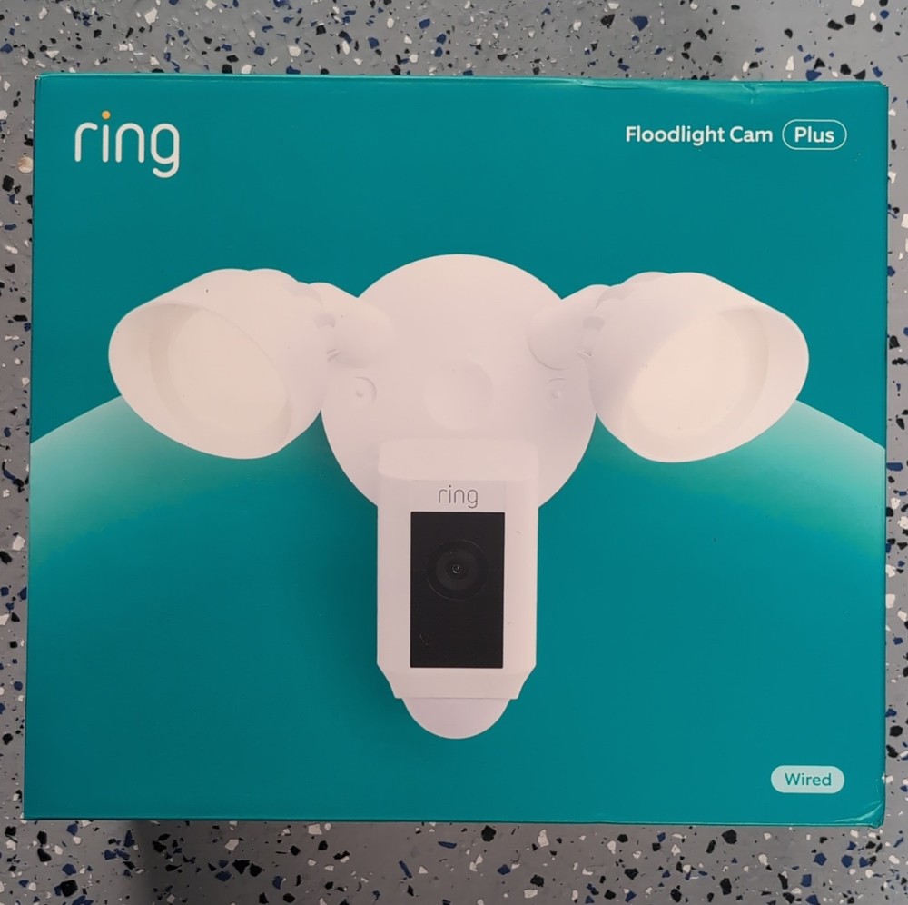 Ring Floodlight Cam Plus Wired LED Security Camera Motion Detection White